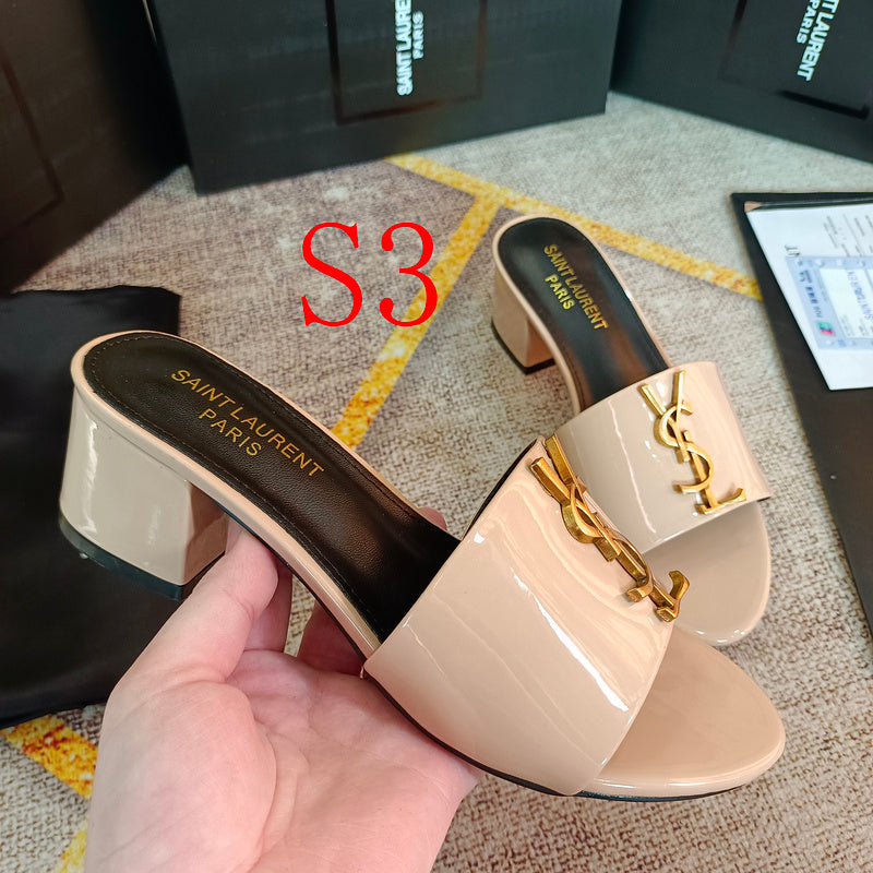 MJYS3 Leather 6.0CM Slippers Size 35-42 Shoes with Box