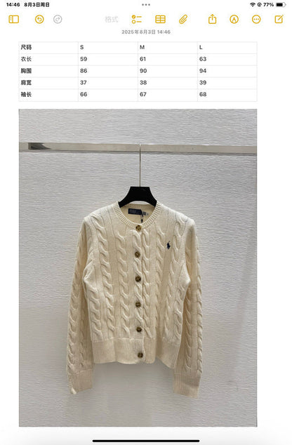 POC3   Women's collar pure cotton knitted cardigan long sleeved clothes
