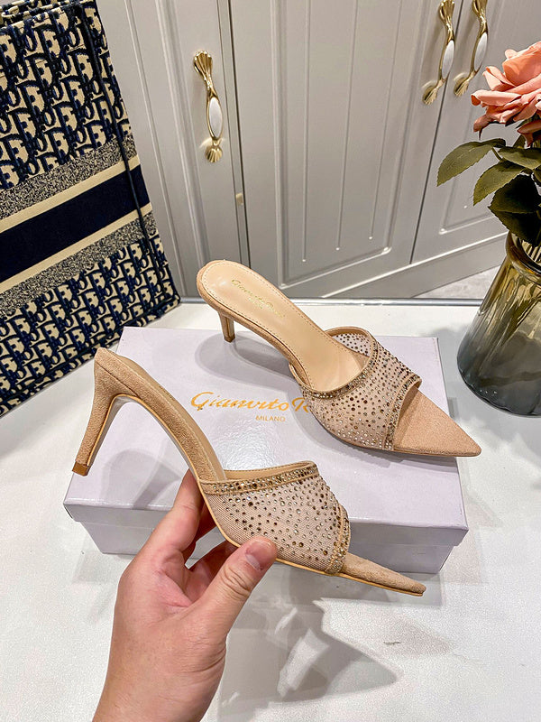 MBGS1 Leather 7.5CM 10CM Slippers Size 35-41 Shoes with Box