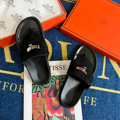 MJHS14 Leather slippers Women shoes 35-42 With box