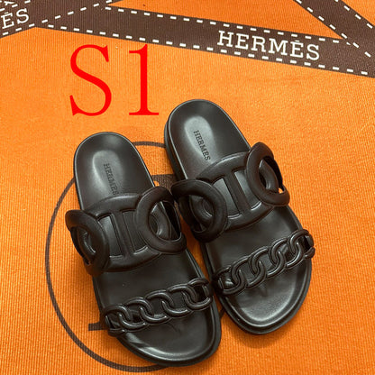 MJHS16 Leather Women Slipper Size 35-42 Shoes with box