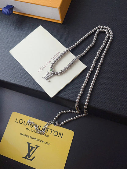 X661  Men's titanium steel bracelet necklace set jewelry