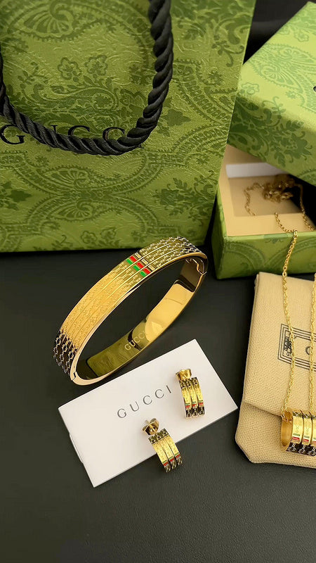 A971  Women's necklace, bracelet, stud earrings set jewelry