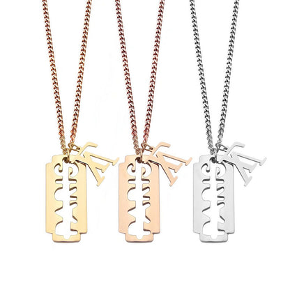 LVN011    Letter Blade Pendant Necklace Jewelry