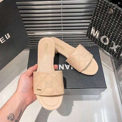 MJCS08 Leather slippers Women shoes 35-40 With box