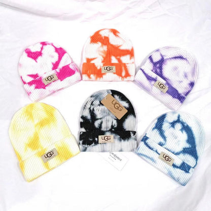 PUGH7    Tie dye multicolor core-yarn knitted hat