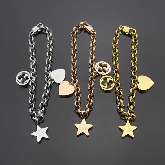 GB04  Women's Heart Star Bracelet Jewelry