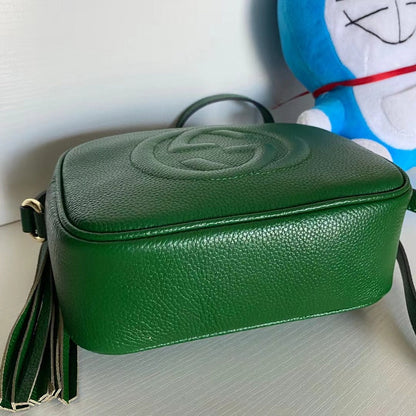 GGP76 leather Ladies black camera 21-15-7cm bag