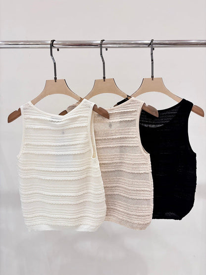 CHC51 Crew-neck three-dimensional jacquard knitted vest clothes