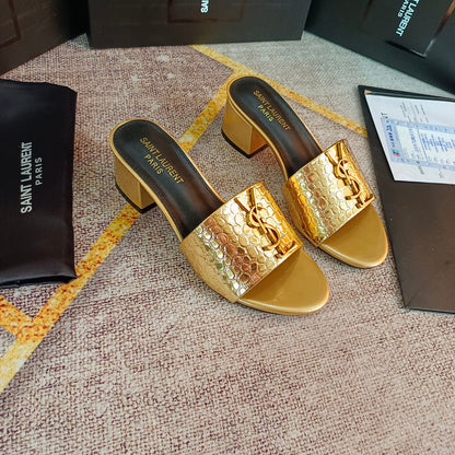 MJYS3 Leather 6.0CM Slippers Size 35-42 Shoes with Box