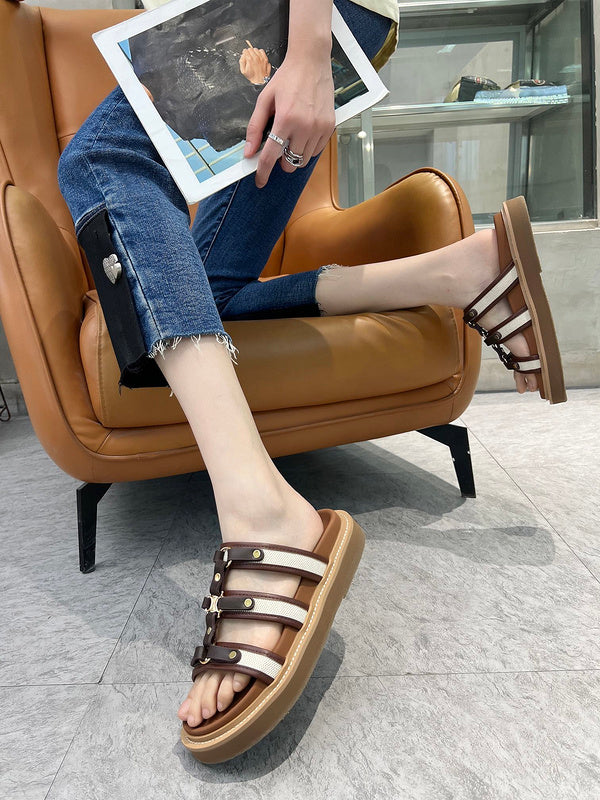 MBCS10 Leather Slippers Size 35-41 Shoes with Box