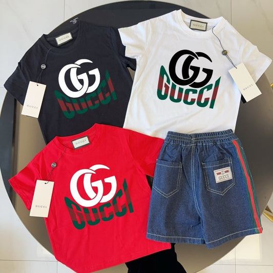 TGUC05 Boys and girls' pure cotton summer short sleeved top T-shirt Clothing