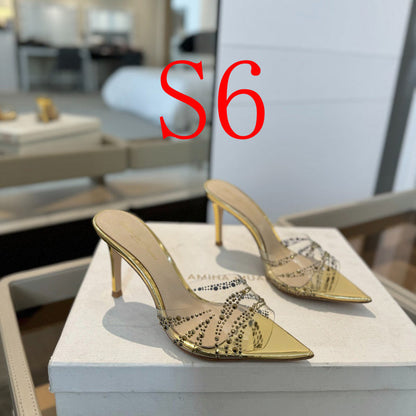 MBGS2 Leather 8.5CM 10.5CM Slippers Size 35-41 Shoes with Box