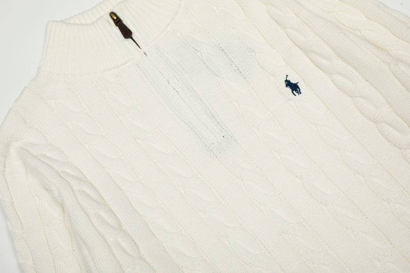 LFC18 New high-quality men's and women's ruff half zip solid pony embroidery logo Fried Dough Twists knitting sweater Clothing