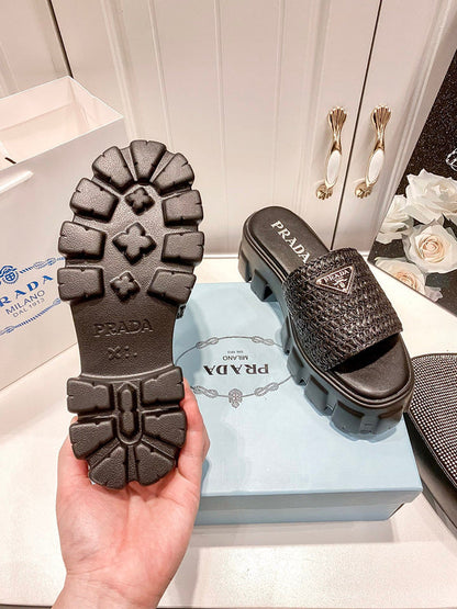 MJPS9 Leather Women 5.5CM Slippers 35-42 shoes With box