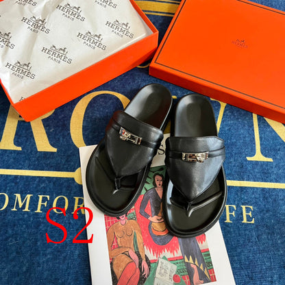 MJHS14 Leather slippers Women shoes 35-42 With box