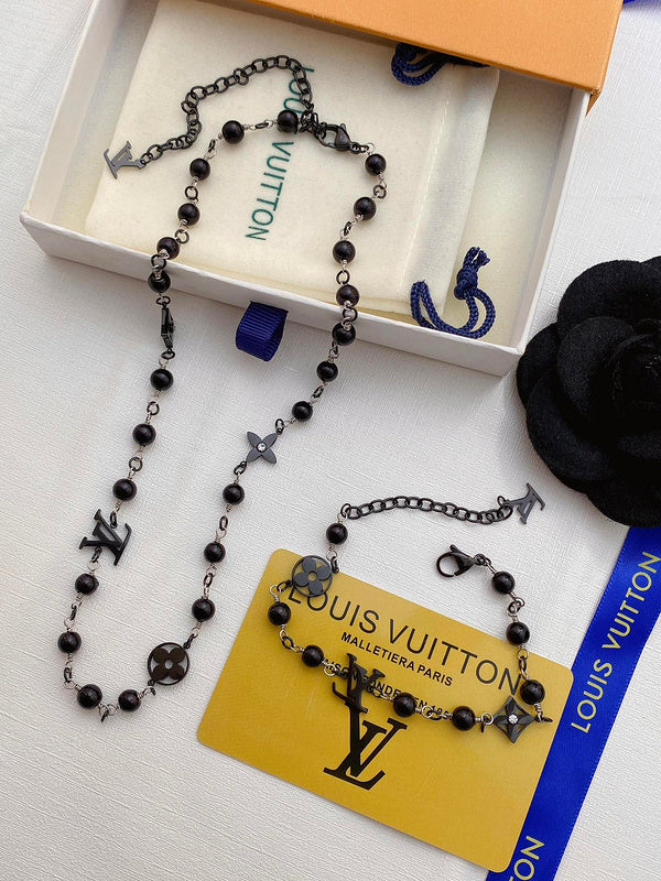 X678 Men's Titanium Steel Necklace Bracelet Set Jewelry