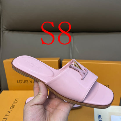 MJLS04 Leather Women Slipper Size 35-42 Shoes with box