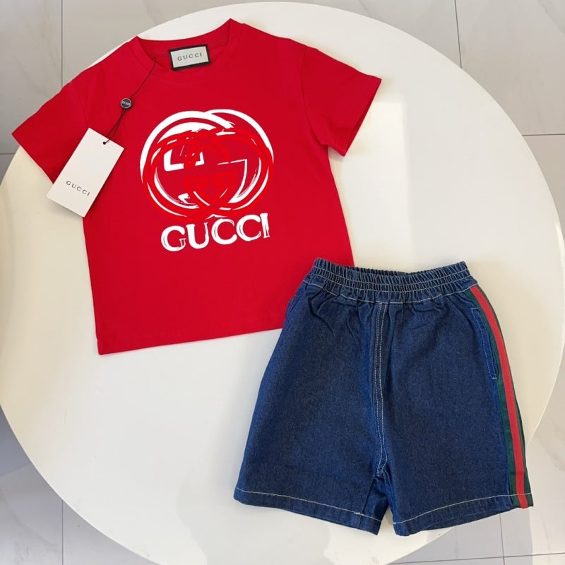 TGUC03  Boys and girls' pure cotton summer short sleeved top T-shirt Clothing