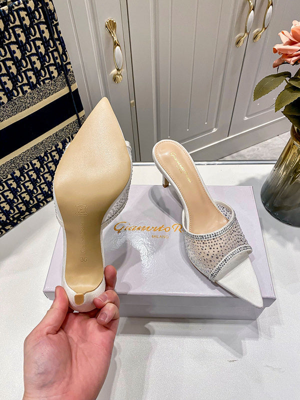 MBGS1 Leather 7.5CM 10CM Slippers Size 35-41 Shoes with Box