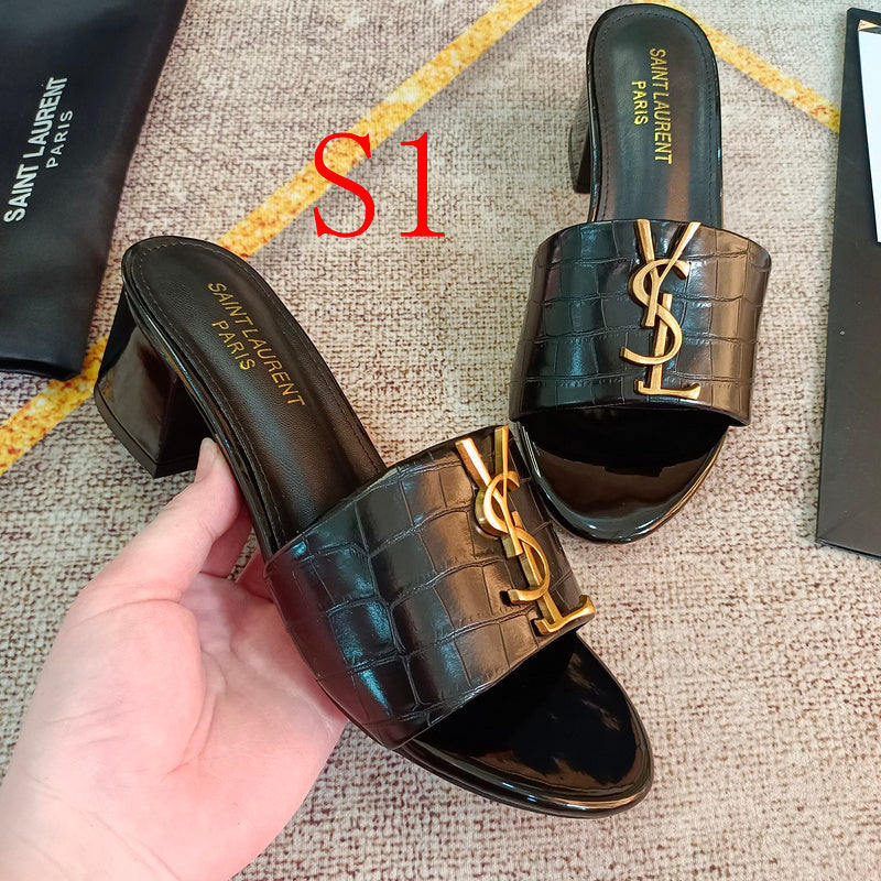 MJYS4 Leather 6.0CM Slippers Size 35-42 Shoes with Box