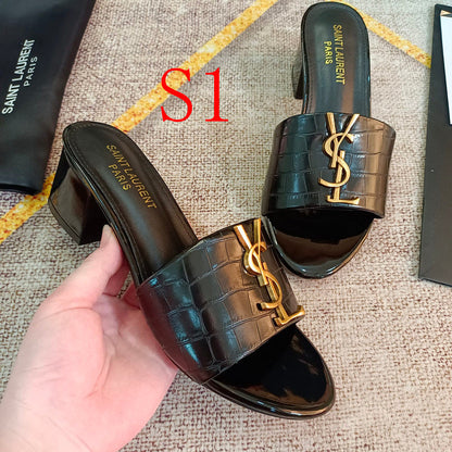 MJYS4 Leather 6.0CM Slippers Size 35-42 Shoes with Box