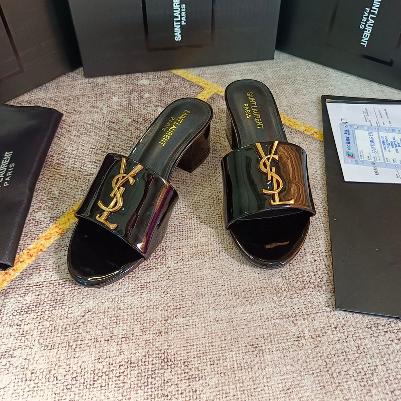 MJYS4 Leather 6.0CM Slippers Size 35-42 Shoes with Box