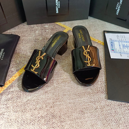 MJYS4 Leather 6.0CM Slippers Size 35-42 Shoes with Box