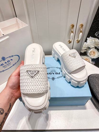 MJPS9 Leather Women 5.5CM Slippers 35-42 shoes With box