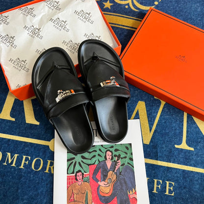 MJHS14 Leather slippers Women shoes 35-42 With box