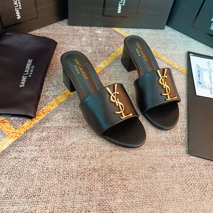 MJYS4 Leather 6.0CM Slippers Size 35-42 Shoes with Box