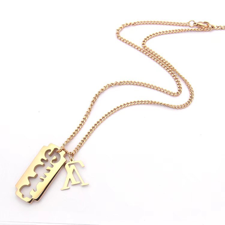 LVN011    Letter Blade Pendant Necklace Jewelry