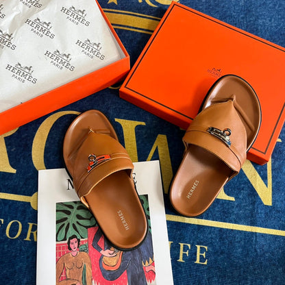 MJHS14 Leather slippers Women shoes 35-42 With box