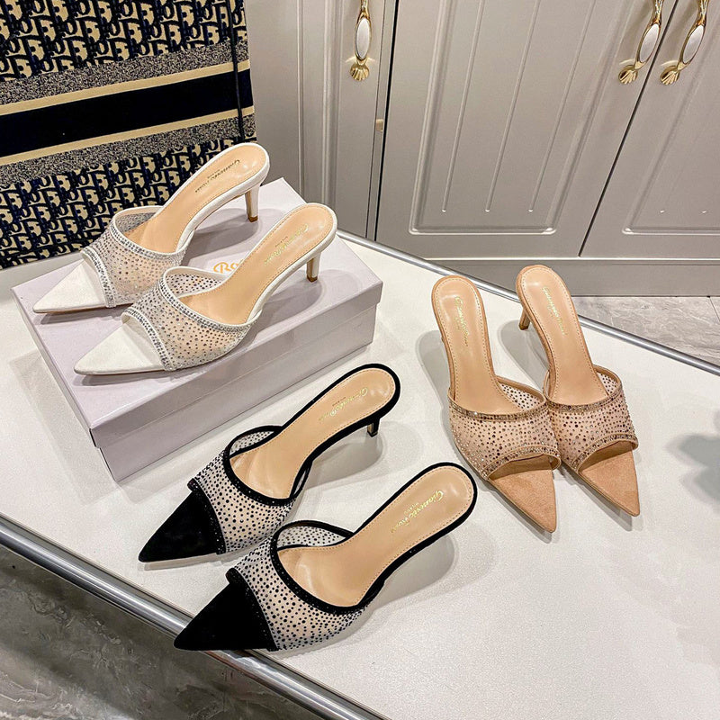 MBGS1 Leather 7.5CM 10CM Slippers Size 35-41 Shoes with Box