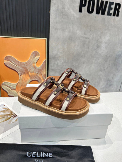 MBCS10 Leather Slippers Size 35-41 Shoes with Box