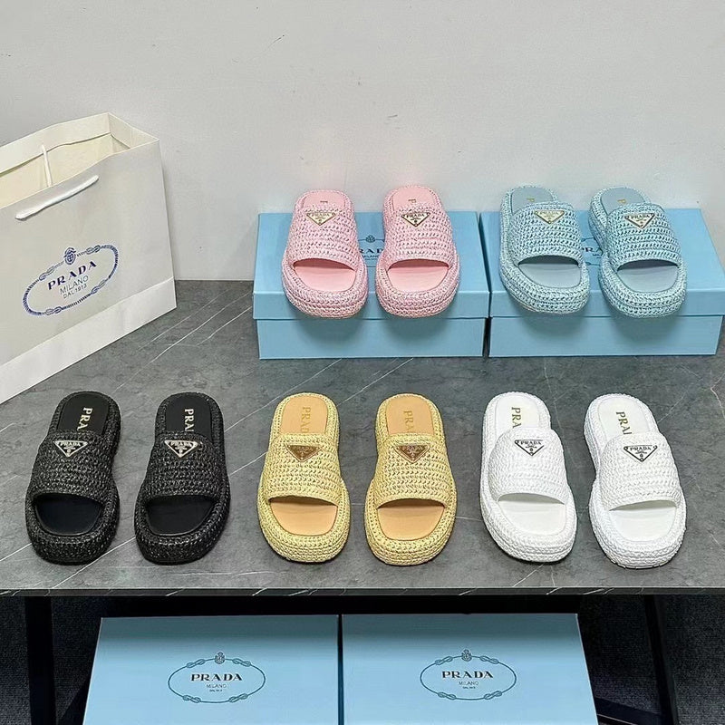 MJPS11 Leather Women High quality Slippers 35-41 shoes With box