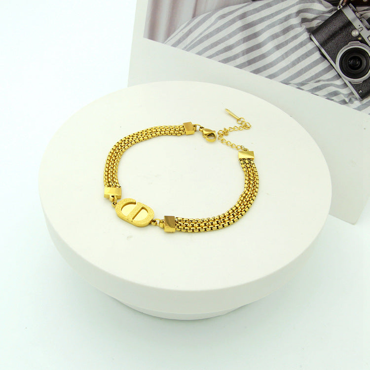 DB03   Frosted D Letter Three layer Bracelet Jewelry