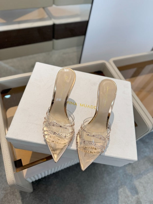 MBGS2 Leather 8.5CM 10.5CM Slippers Size 35-41 Shoes with Box