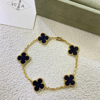 VAB50  Women's colorful gold and stone five flower bracelet jewelry