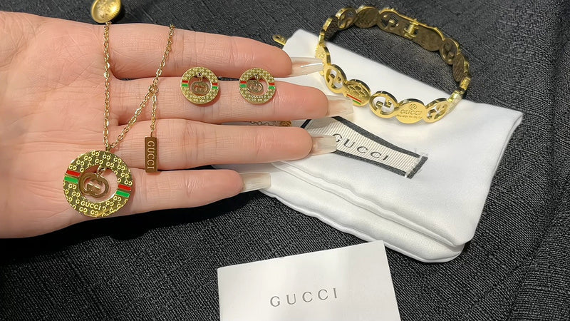 X334  Women's titanium steel necklace earrings set jewelry