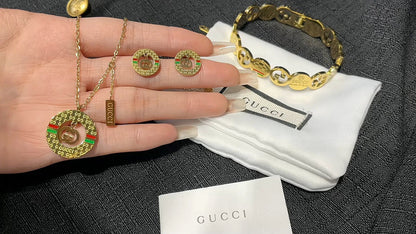 X334  Women's titanium steel necklace earrings set jewelry