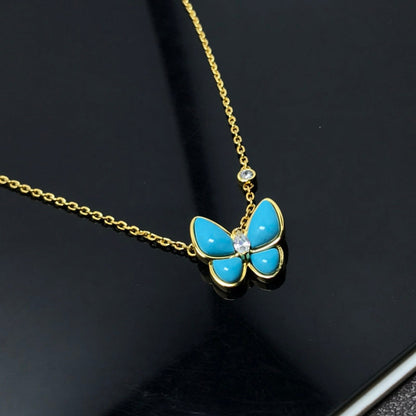 AVSN11  Light blue turquoise butterfly necklace jewelry