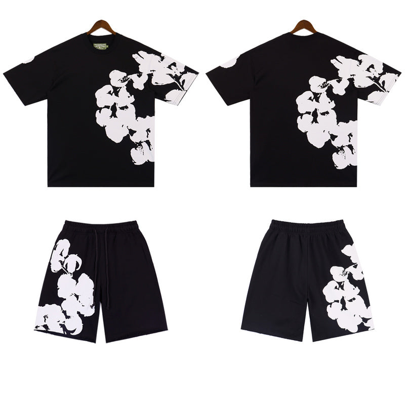 MMC7 New Cotton Flower Summer Short sleeved Top+Short sleeved Clothes