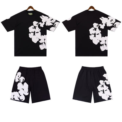 MMC7 New Cotton Flower Summer Short sleeved Top+Short sleeved Clothes