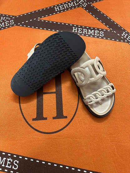 MJHS16 Leather Women Slipper Size 35-42 Shoes with box