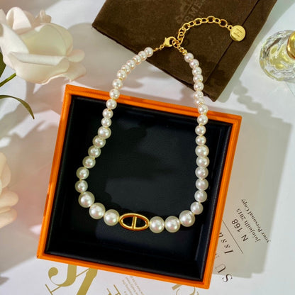 HN31 Exquisite retro and charming pig nose pearl necklace  Jewelry