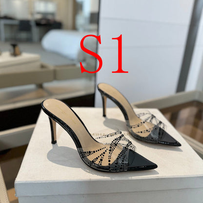 MBGS2 Leather 8.5CM 10.5CM Slippers Size 35-41 Shoes with Box