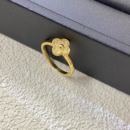 AVSR1   Mini full diamond four-leaf clover ring jewelry