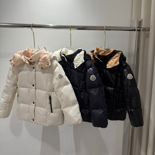 043027   Children's checkered short color blocked short down jacket, thickened children's  kids  clothing