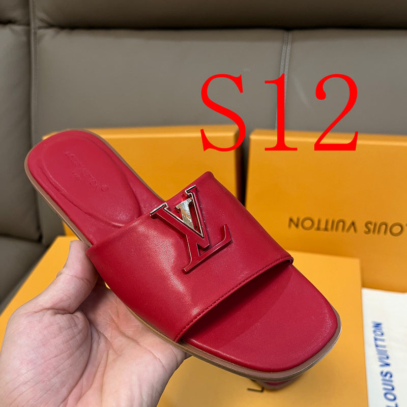 MJLS04 Leather Women Slipper Size 35-42 Shoes with box